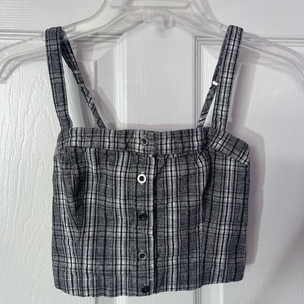 Hollister Black and White Plain Crop Top